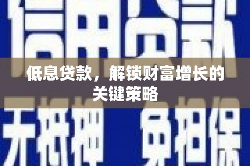 弥勒低息贷款，解锁财富增长的关键策略